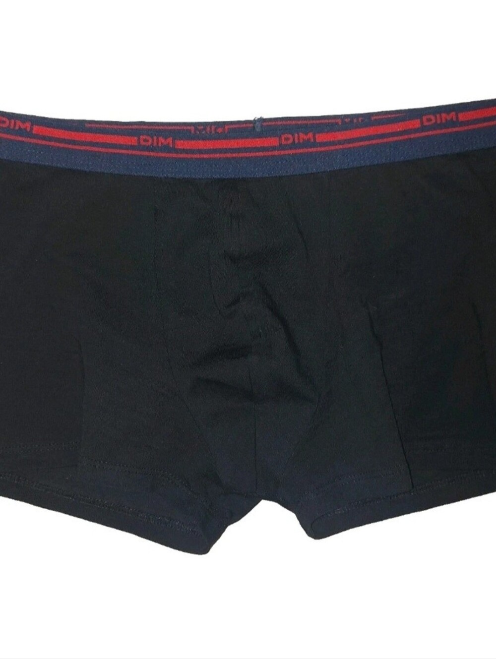 DIM Men's Cotton Stretch Boxer Briefs Black with Red Trim Waidtband